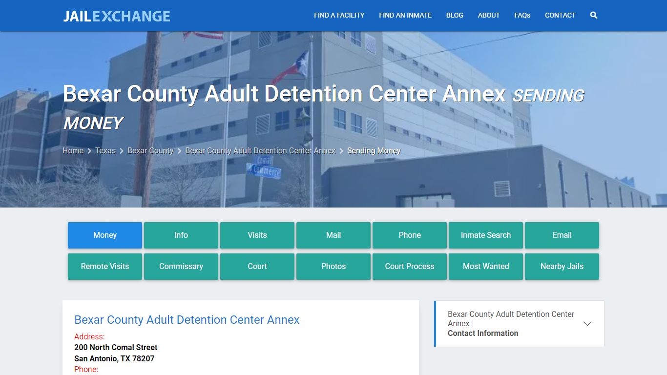 Bexar County Adult Detention Center Annex Sending Money - Jail Exchange